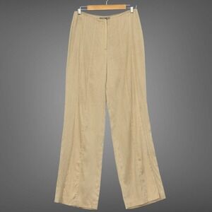 VTG Jana Kos Womens Pants 6 Beige Tan Straight Leg Slit Hem Y2K Classic Office
